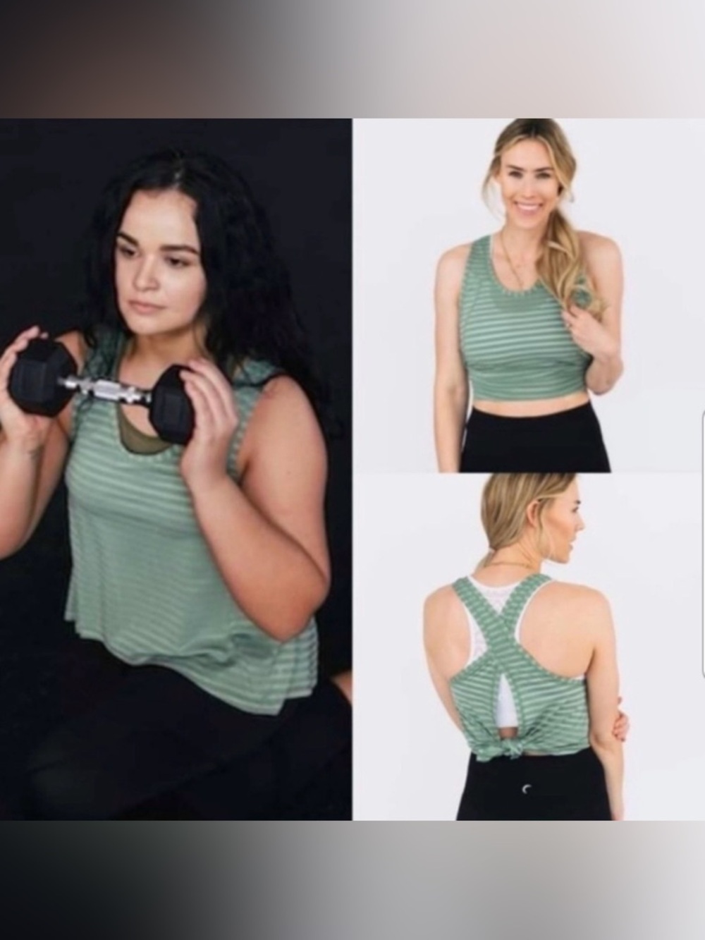 Zyia Split Back Green Forest Tank Top Extra Extra Large